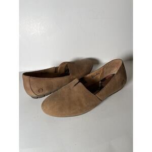 Born Sebra Flats Womens 8 M Slip On Brown Suede Leather Everyday Comfy Shoes